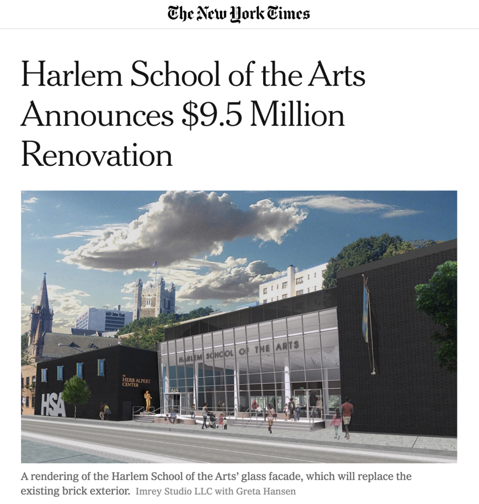 Harlem School of the Arts featured in New York Times – mfldesign